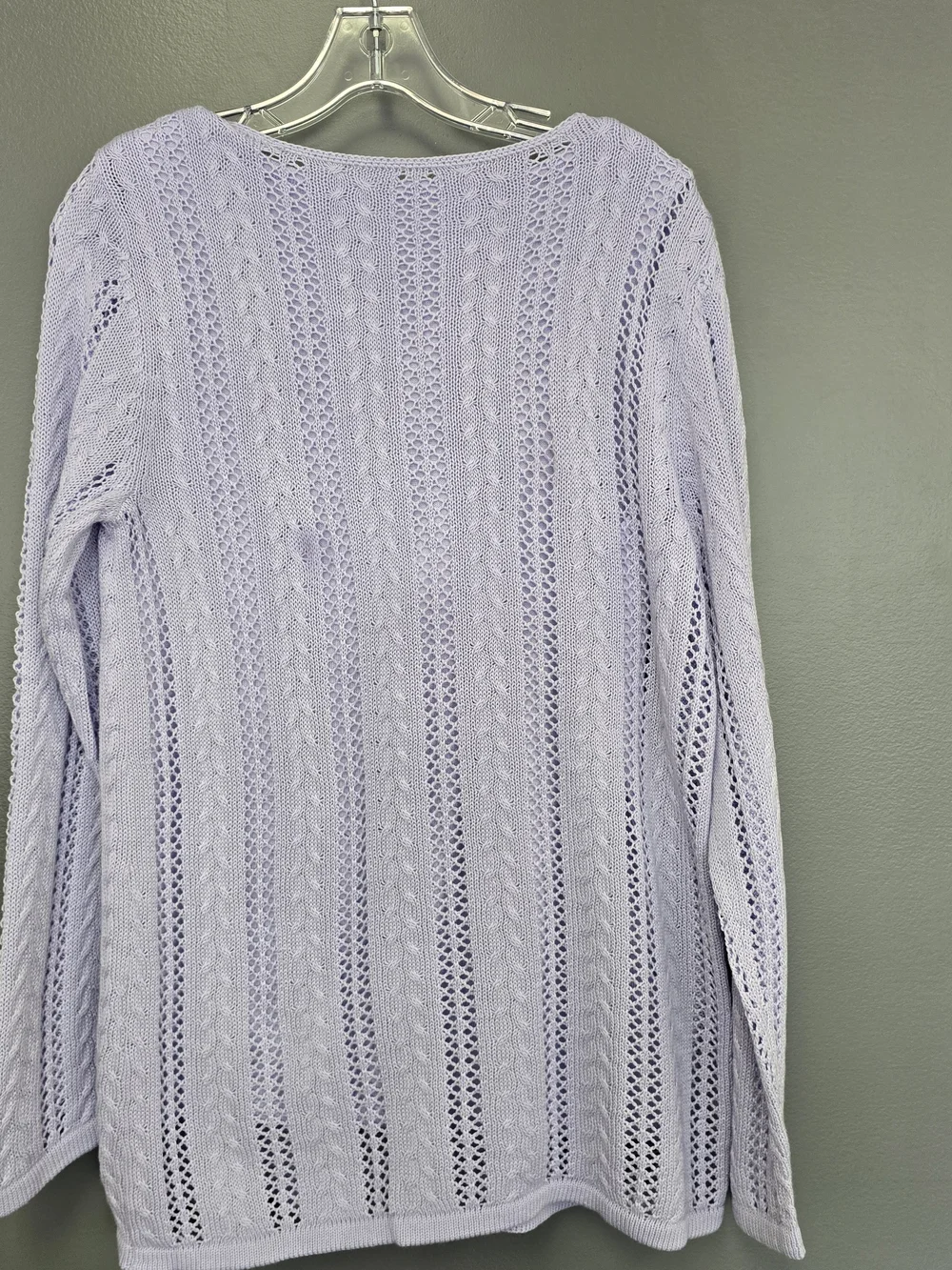 Denim & Co Women's Lavender Open Stitch Cable Tunic & Tank 2 Piece Set Size M